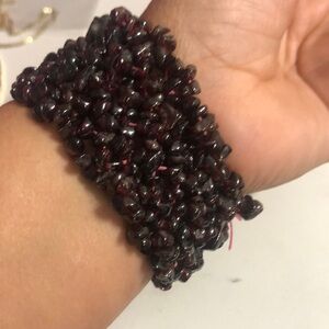 Red Garnet Beaded Stretch Bracelet
